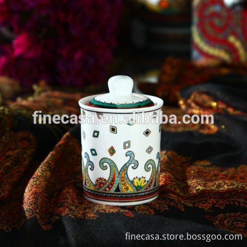 180CC Fine New Bone China Purple Canister Set of Paisley